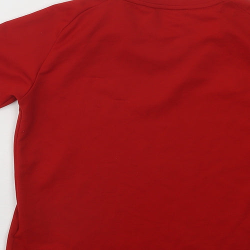 adidas Boys Red Polyester Basic T-Shirt Size 9-10 Years Round Neck Pullover