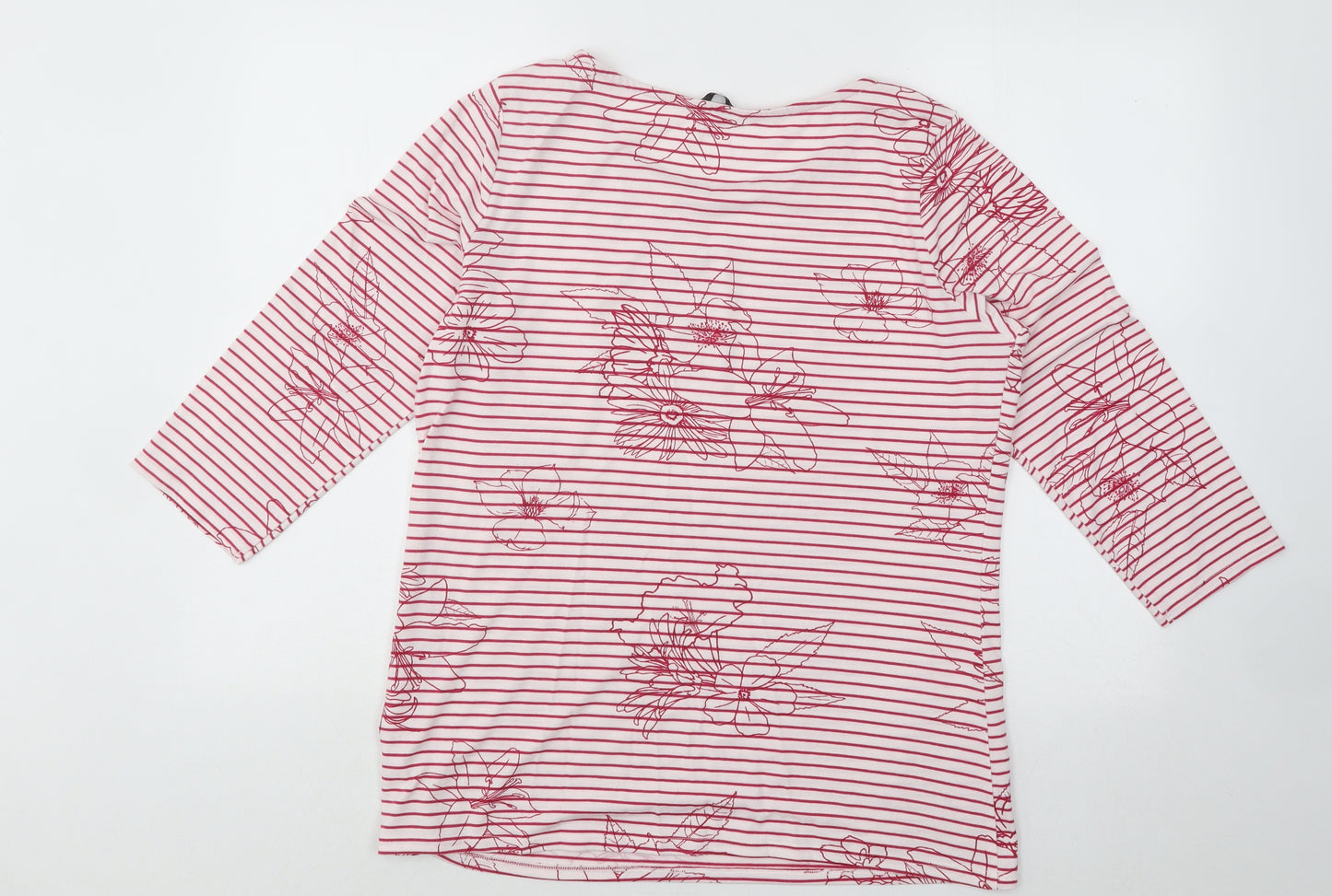George Womens Pink Round Neck Striped Polyester Pullover Jumper Size 14 - Flowers