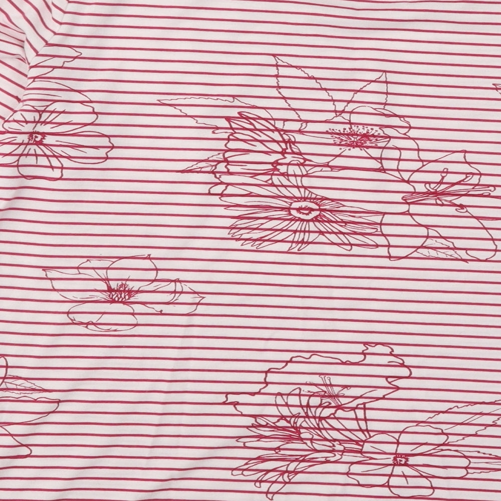 George Womens Pink Round Neck Striped Polyester Pullover Jumper Size 14 - Flowers