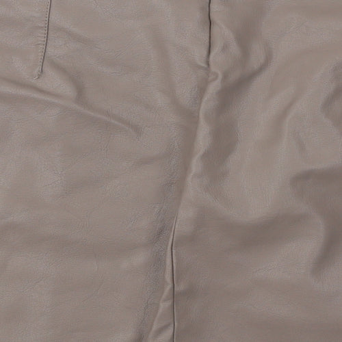 New Look Womens Brown Polyurethane A-Line Skirt Size 16 Zip