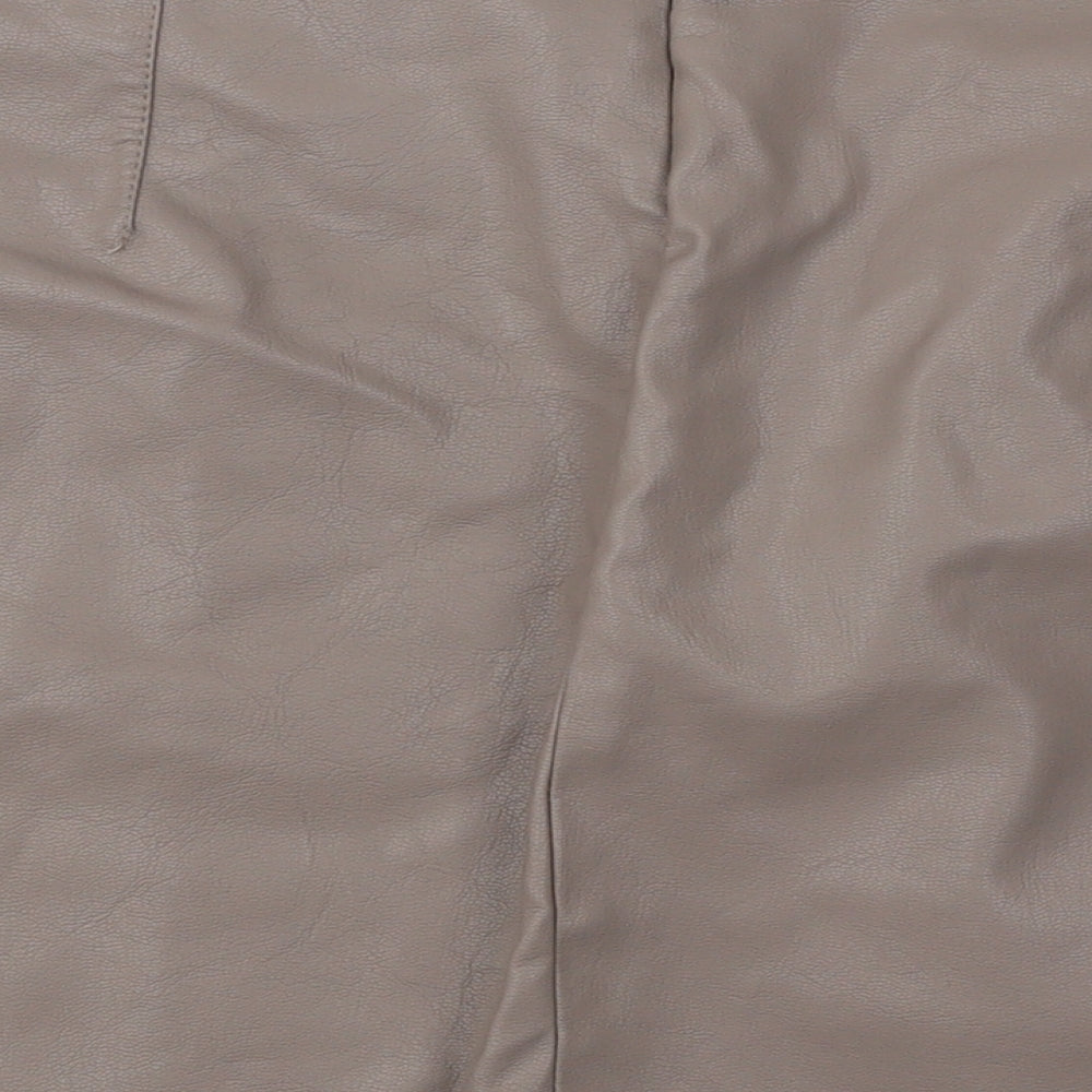 New Look Womens Brown Polyurethane A-Line Skirt Size 16 Zip