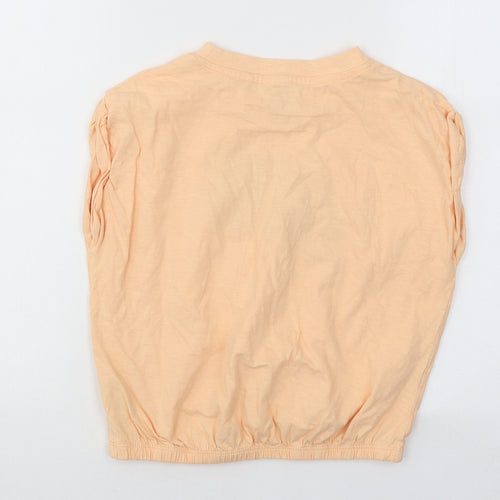 NEXT Girls Orange Cotton Basic T-Shirt Size 6 Years Round Neck Pullover - Awesome