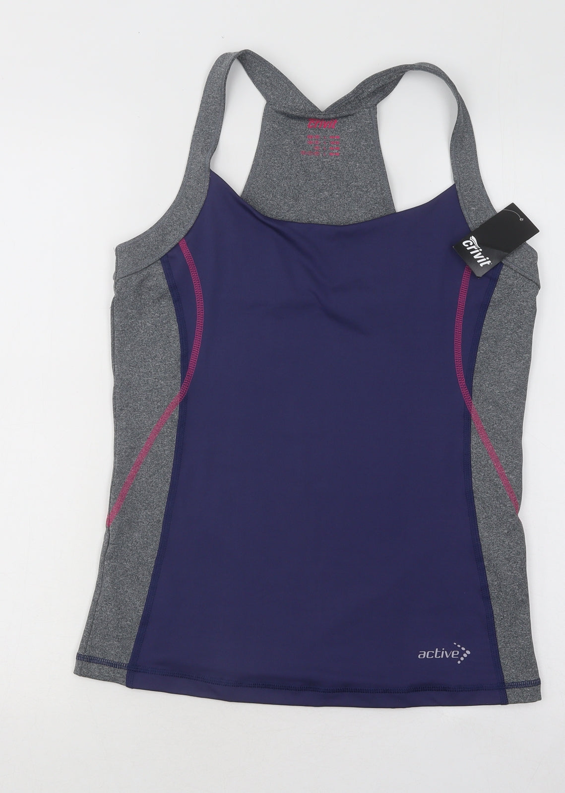Crivit Womens Blue Polyester Basic Tank Size 18 Round Neck Pullover