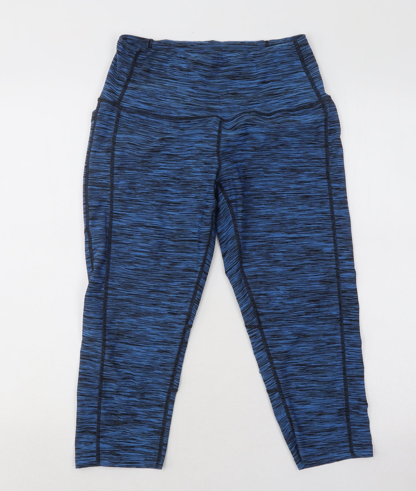Sugar Pocket Womens Blue Geometric Polyester Cropped Leggings Size L L19 in Regular Pullover
