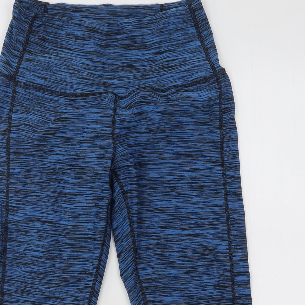Sugar Pocket Womens Blue Geometric Polyester Cropped Leggings Size L L19 in Regular Pullover