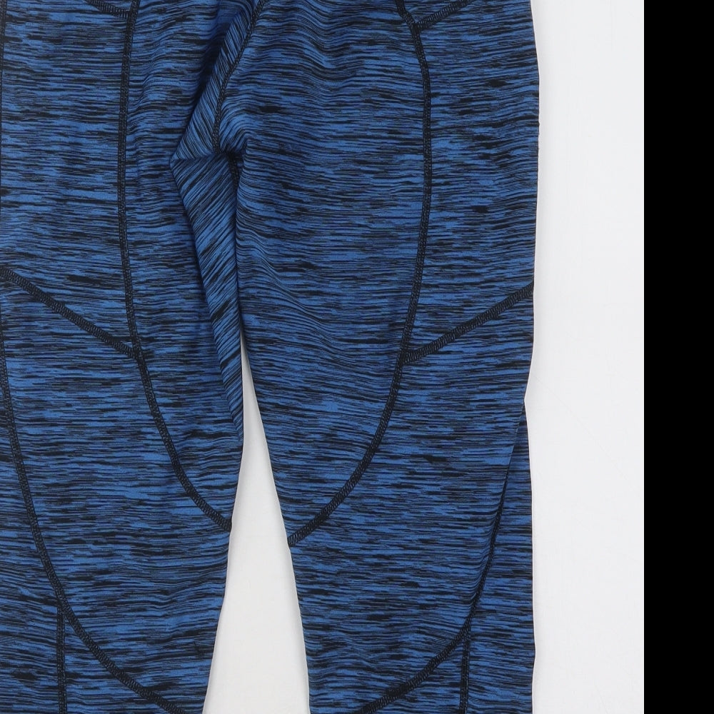 Sugar Pocket Womens Blue Geometric Polyester Cropped Leggings Size L L19 in Regular Pullover