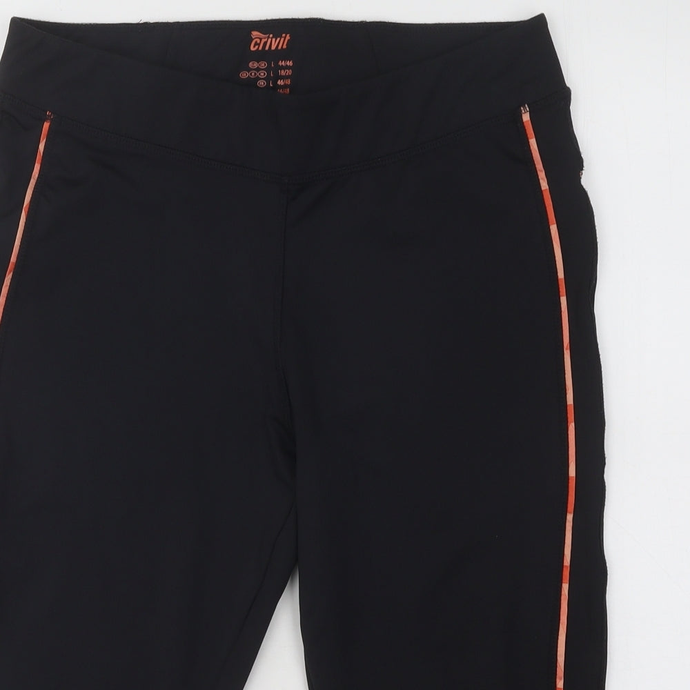 Crivit Womens Black Polyester Cropped Leggings Size 18 L17 in Regular Pullover