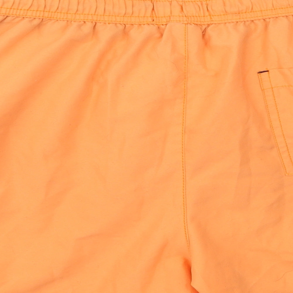 George Mens Orange Polyester Sweat Shorts Size S Regular Drawstring - Swim Shorts
