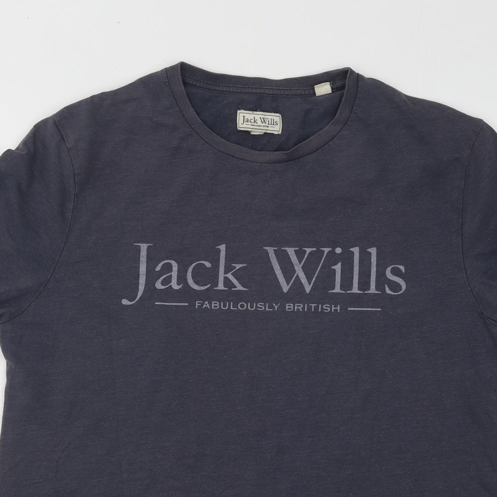 Jack Wills Womens Grey Cotton Basic T-Shirt Size S Round Neck