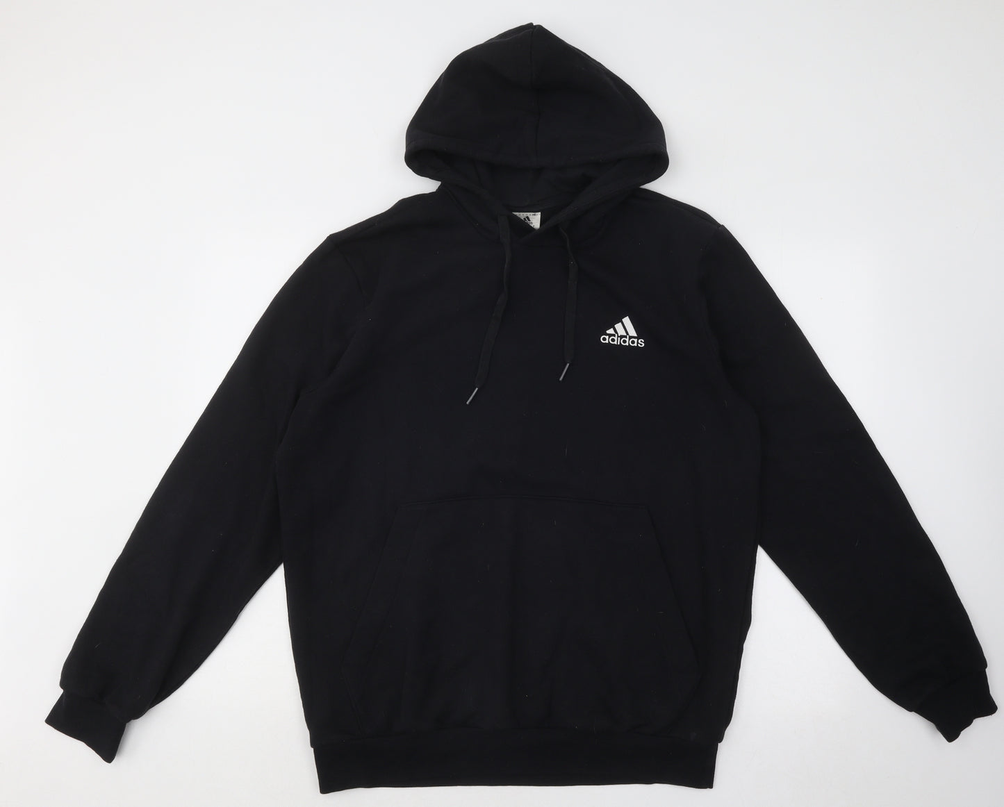adidas Mens Black Cotton Pullover Hoodie Size L
