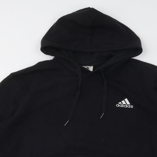 adidas Mens Black Cotton Pullover Hoodie Size L