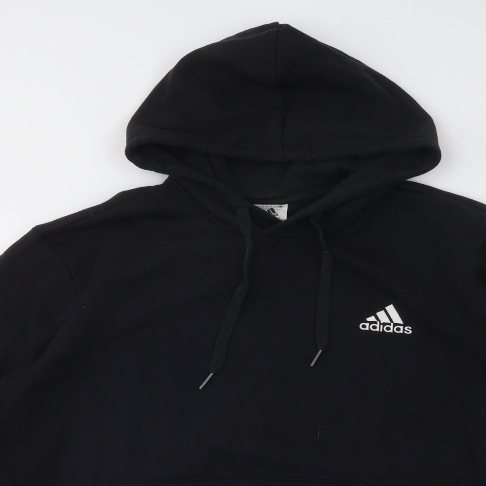 adidas Mens Black Cotton Pullover Hoodie Size L