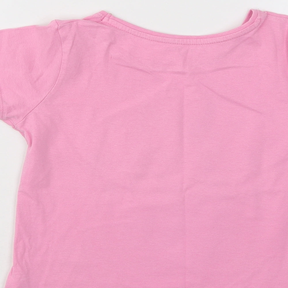 Primark Girls Pink Cotton Basic T-Shirt Size 7-8 Years Round Neck Pullover - Unicorn