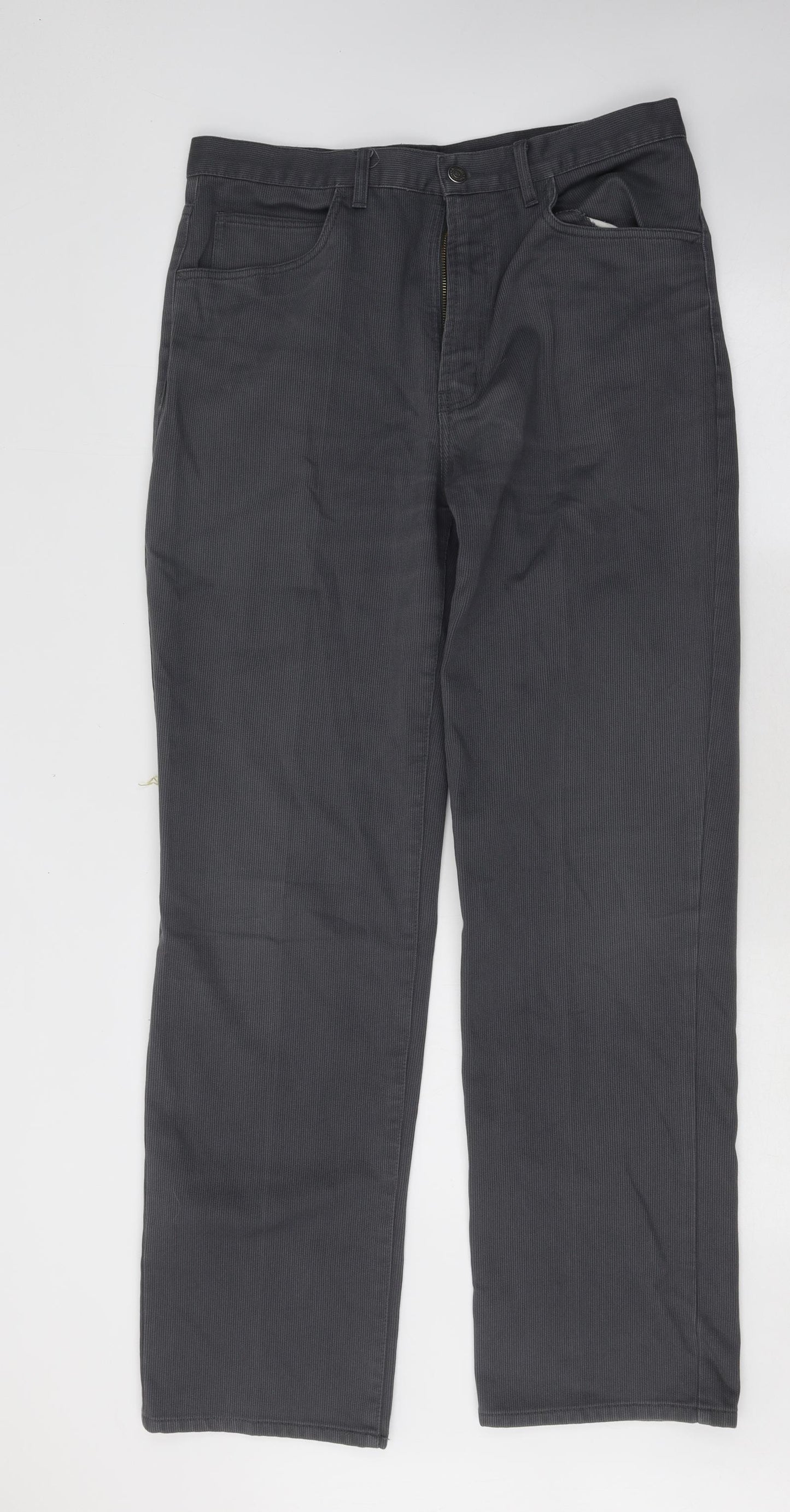 Ralph Valencino Mens Grey Cotton Straight Jeans Size 34 in L33 in Regular Button