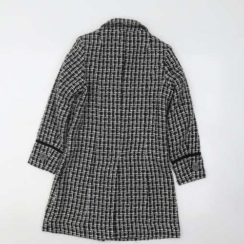 Embargo Girls Black Geometric Overcoat Coat Size 7-8 Years Button