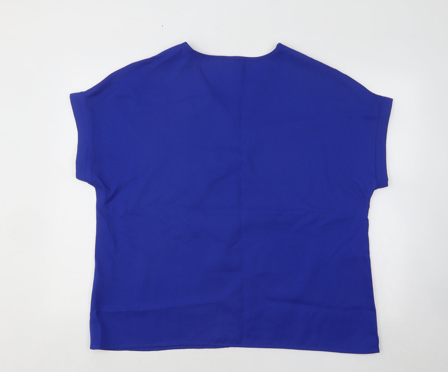 SheIn Womens Blue Polyester Basic T-Shirt Size L V-Neck