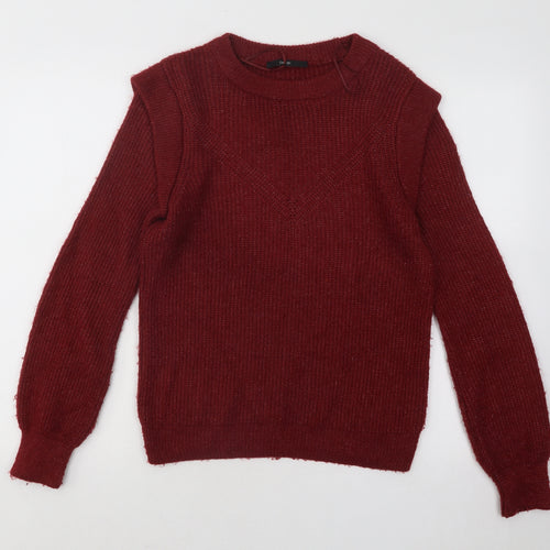 George Womens Red Round Neck Acrylic Pullover Jumper Size S