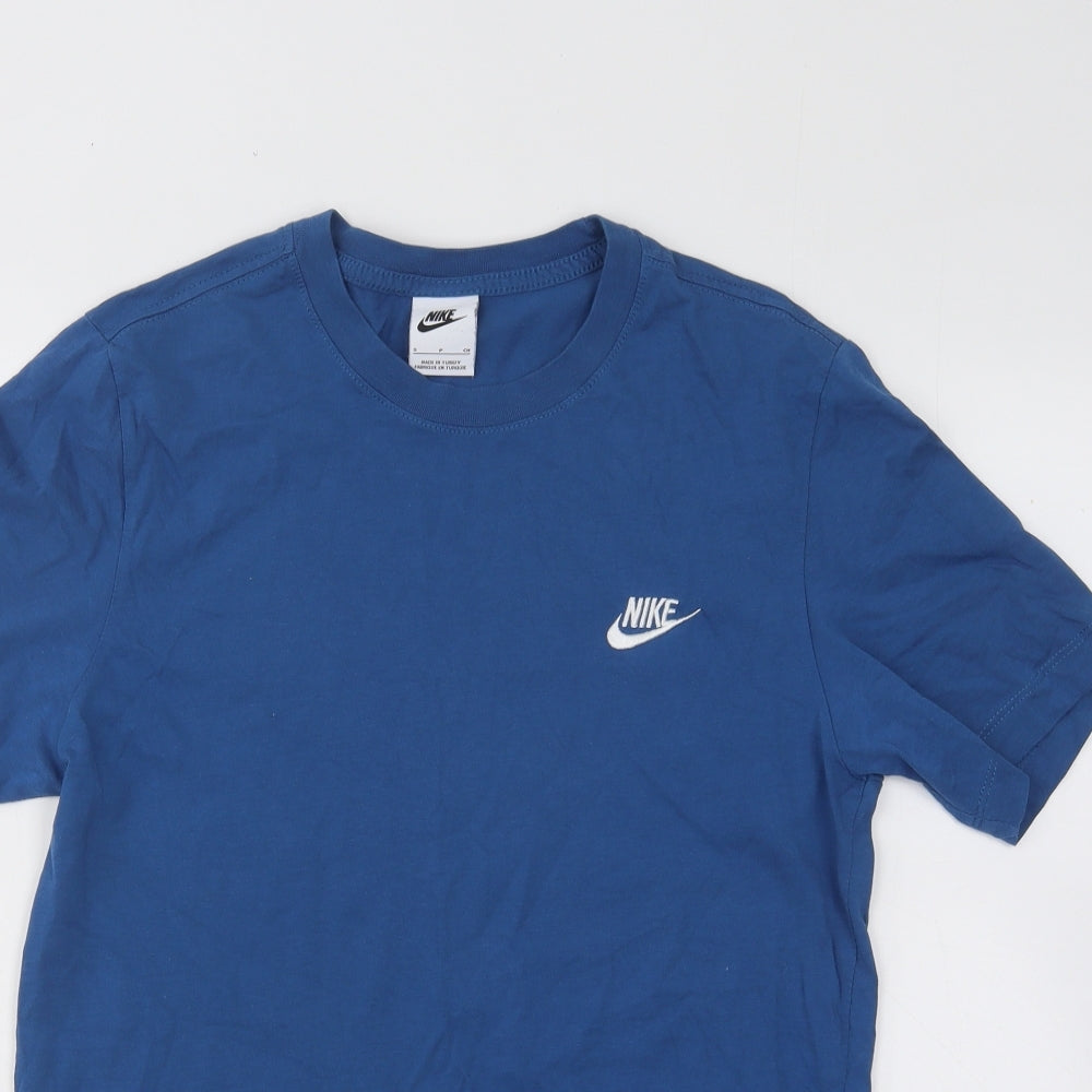 Nike Mens Blue Cotton T-Shirt Size S Round Neck