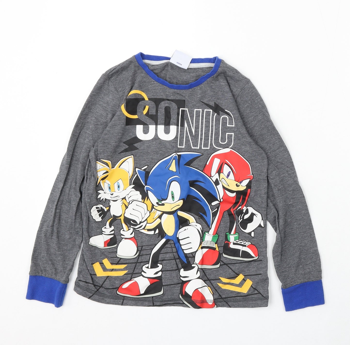 Sonic Boys Grey Cotton Basic T-Shirt Size 8-9 Years Round Neck - Sonic The Hedgehog