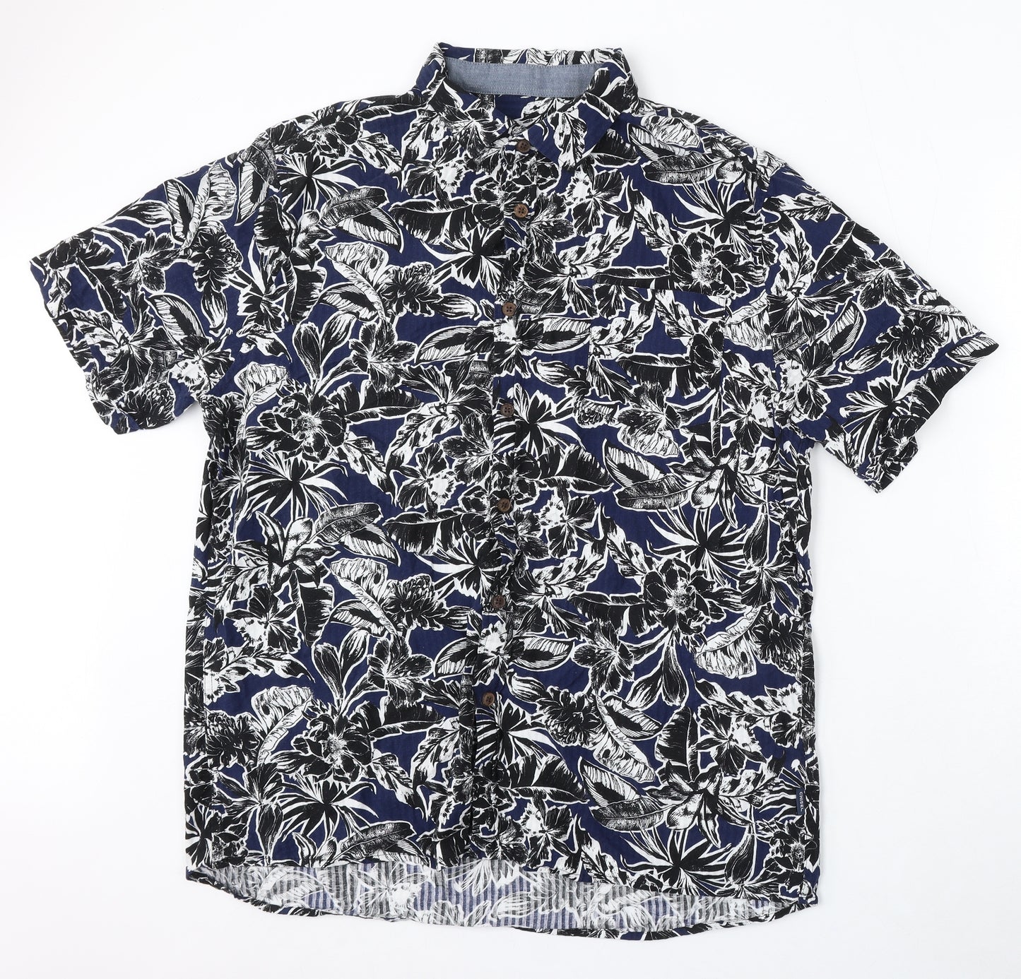 Chisel Mens Blue Floral Cotton Polo Size XL Collared Button