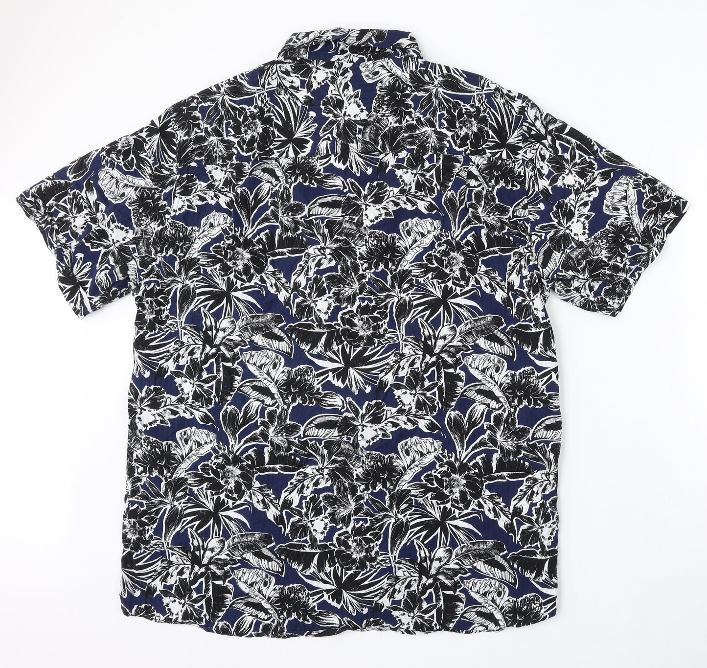 Chisel Mens Blue Floral Cotton Polo Size XL Collared Button