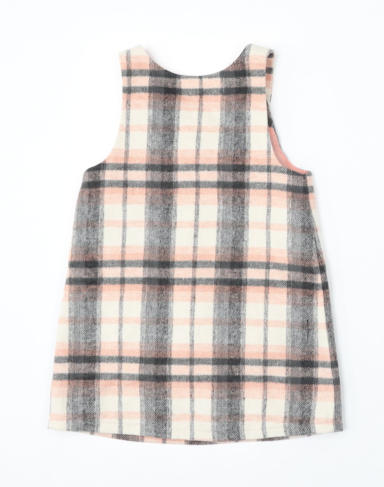 F&F Girls Pink Check Polyester Dungaree One-Piece Size 4-5 Years Snap