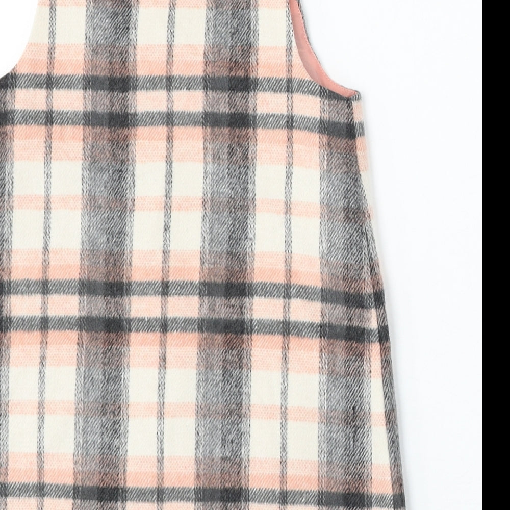 F&F Girls Pink Check Polyester Dungaree One-Piece Size 4-5 Years Snap