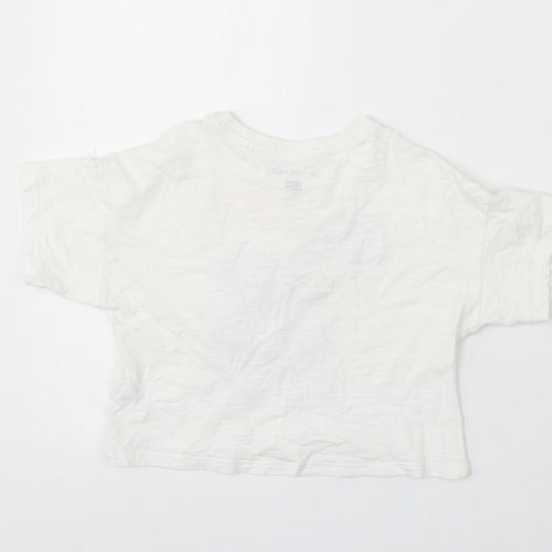 F&F Girls White Cotton Basic T-Shirt Size 5-6 Years Round Neck - Ready For The Summer