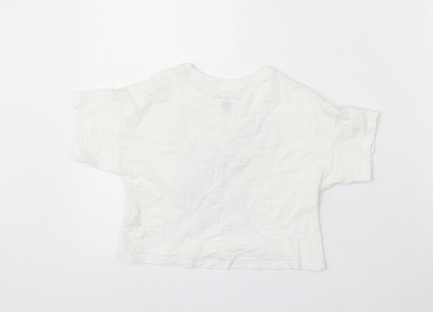 F&F Girls White Cotton Basic T-Shirt Size 5-6 Years Round Neck - Ready For The Summer