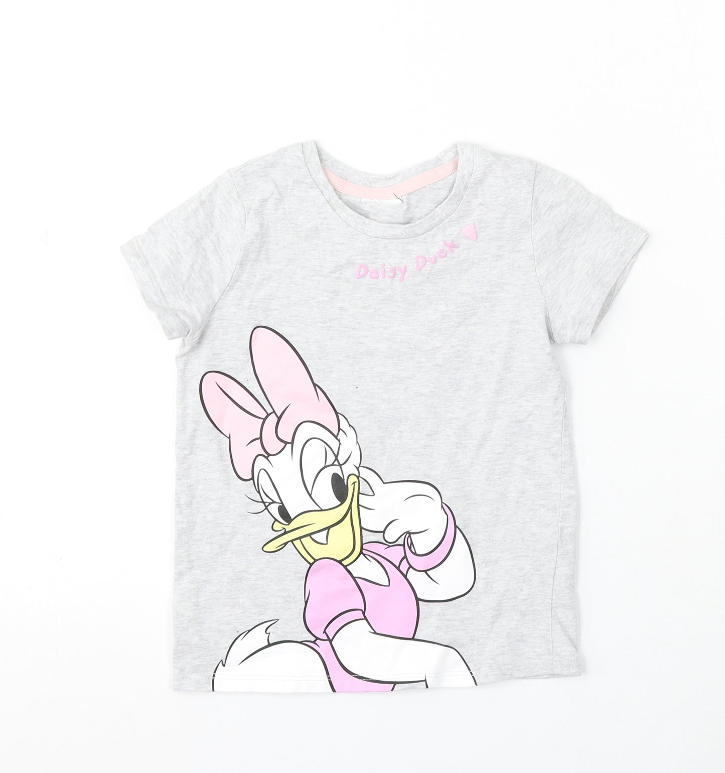 George Girls Grey Cotton Basic T-Shirt Size 4-5 Years Round Neck - Daisy Duck