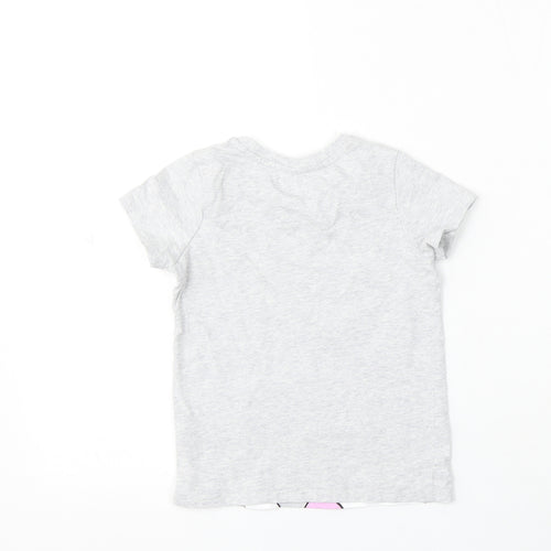 George Girls Grey Cotton Basic T-Shirt Size 4-5 Years Round Neck - Daisy Duck