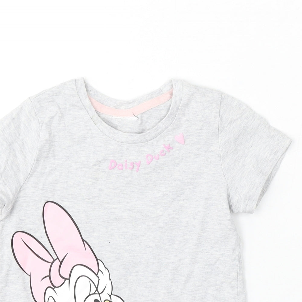 George Girls Grey Cotton Basic T-Shirt Size 4-5 Years Round Neck - Daisy Duck