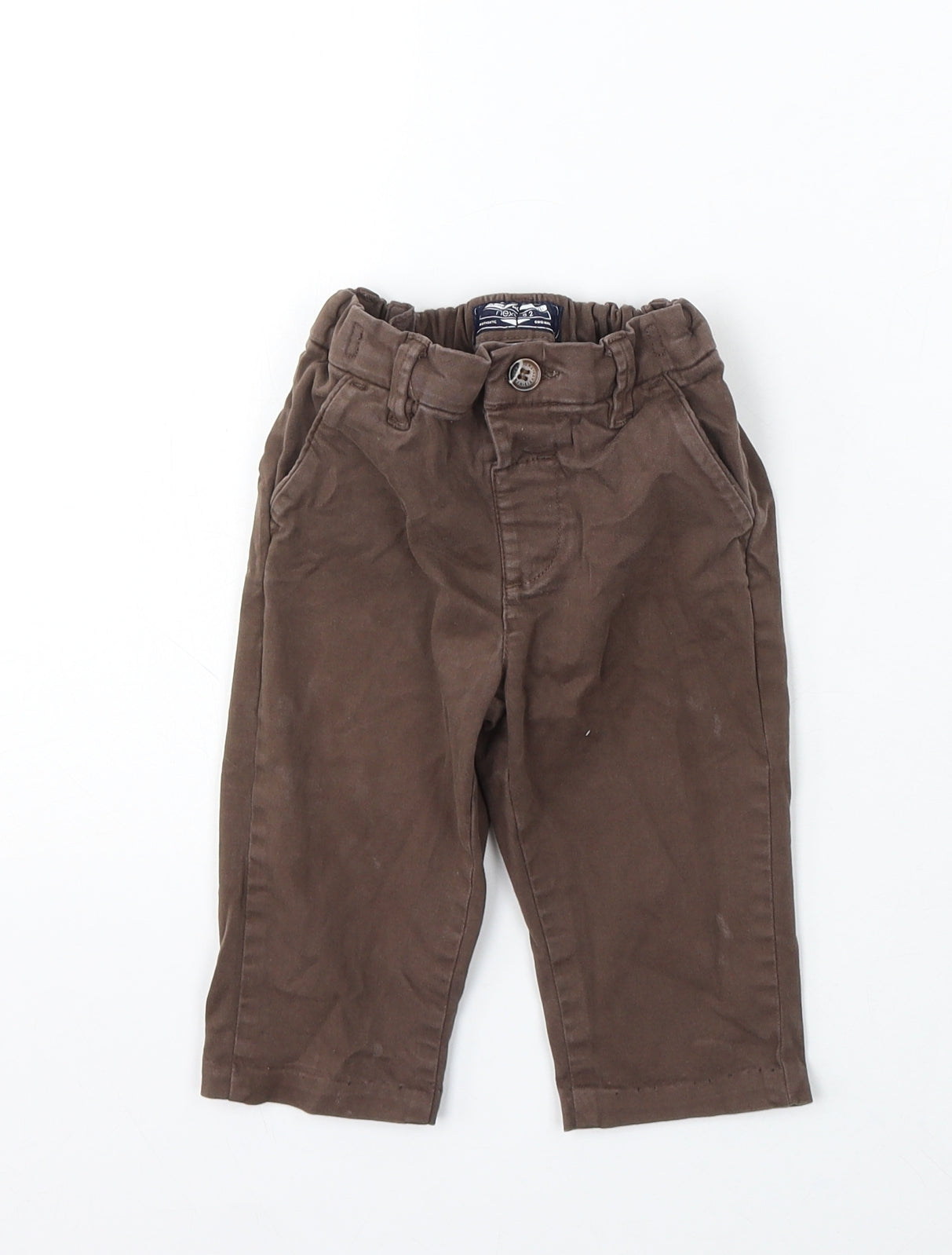 NEXT Boys Brown Cotton Cargo Trousers Size 12-18 Months Button