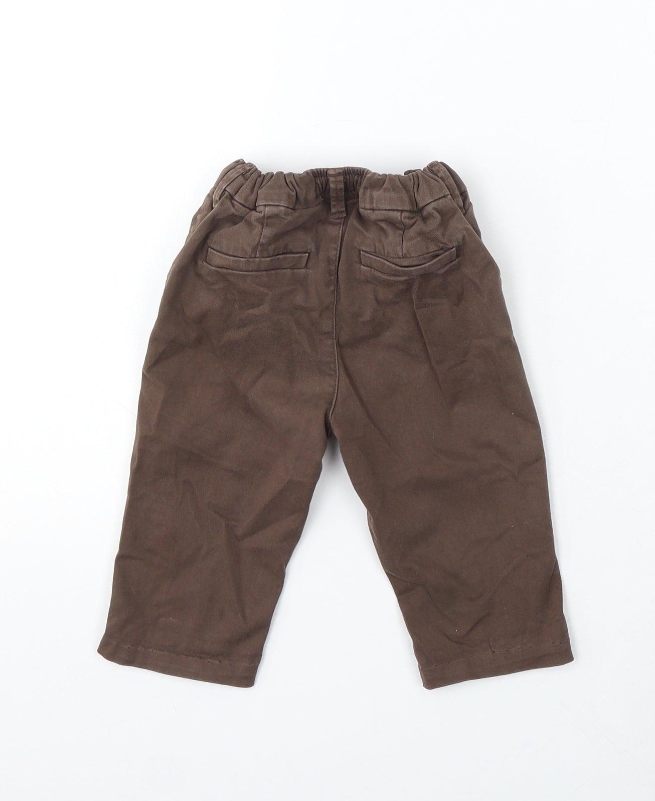 NEXT Boys Brown Cotton Cargo Trousers Size 12-18 Months Button