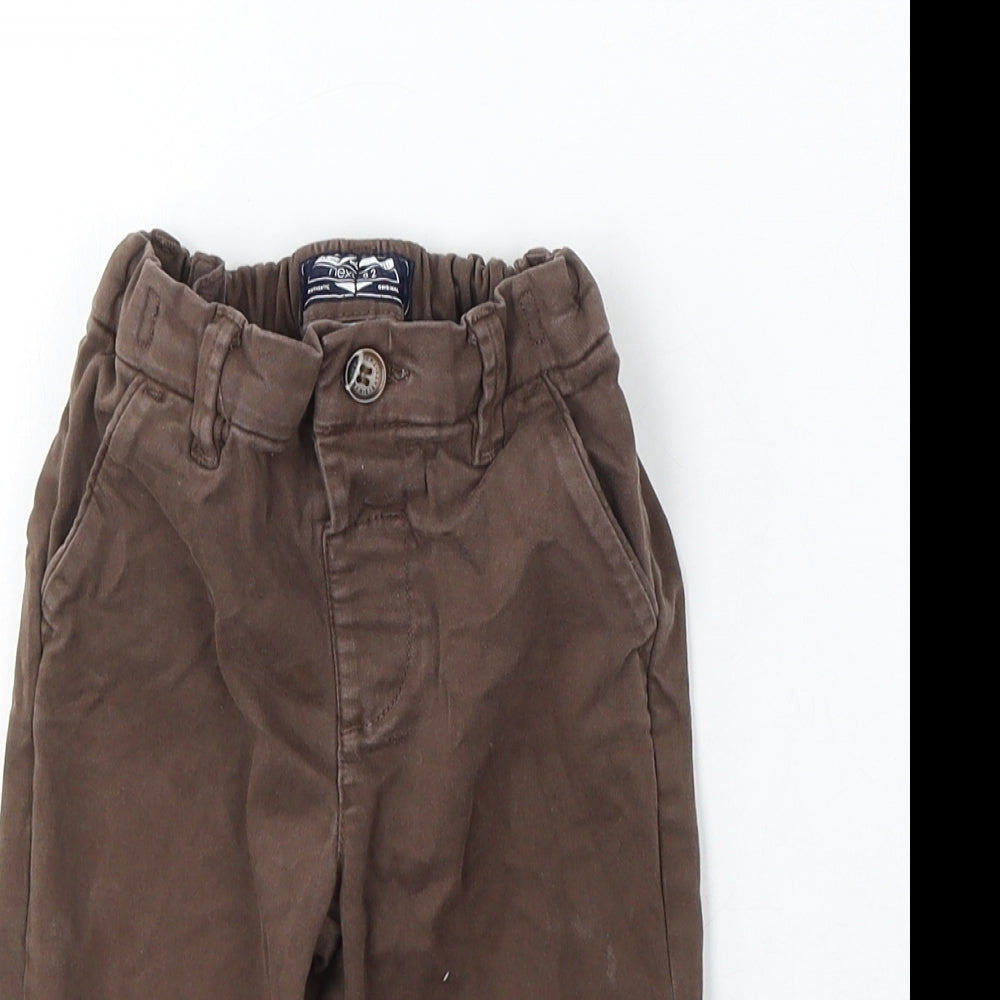 NEXT Boys Brown Cotton Cargo Trousers Size 12-18 Months Button