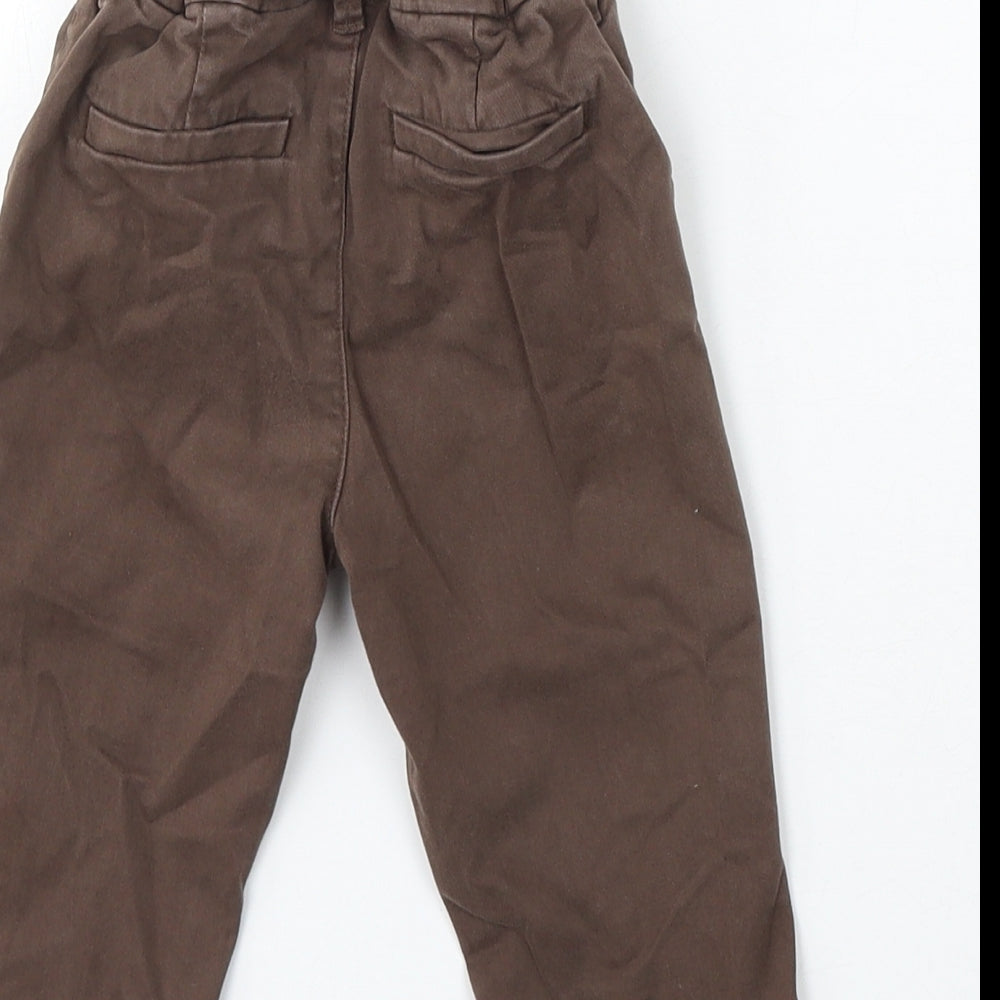 NEXT Boys Brown Cotton Cargo Trousers Size 12-18 Months Button