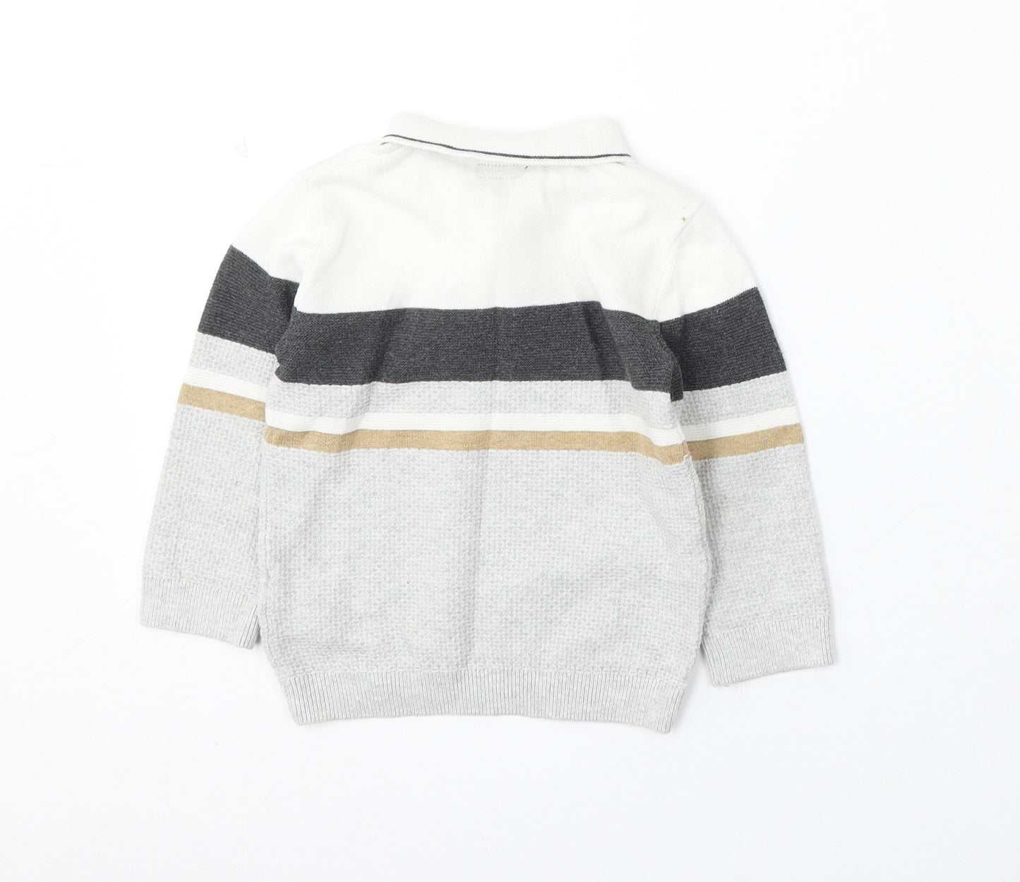 NEXT Boys White Cotton Basic Polo Size 9-12 Months Collared Zip