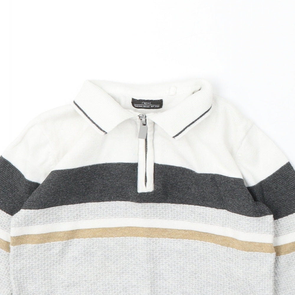 NEXT Boys White Cotton Basic Polo Size 9-12 Months Collared Zip