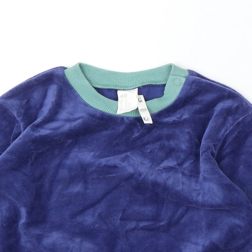 H&M Boys Blue Polyester Pullover Sweatshirt Size 2 Years Snap