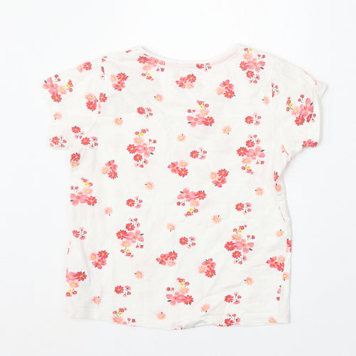 Primark Girls White Geometric Cotton Basic T-Shirt Size 6-7 Years Round Neck - You are Lovely