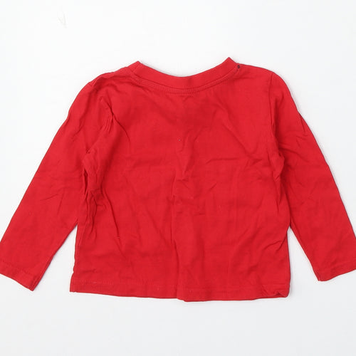 Mini Rebel Boys Red Cotton Basic T-Shirt Size 12-18 Months Round Neck - Dear Santa I've been a little Star