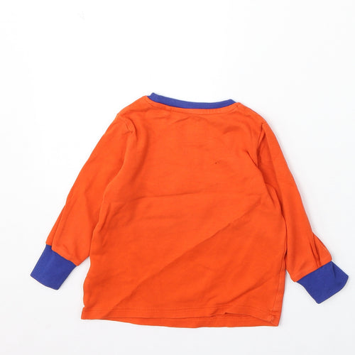 NEXT Boys Orange Cotton Basic T-Shirt Size 12-18 Months Round Neck - Vehicles