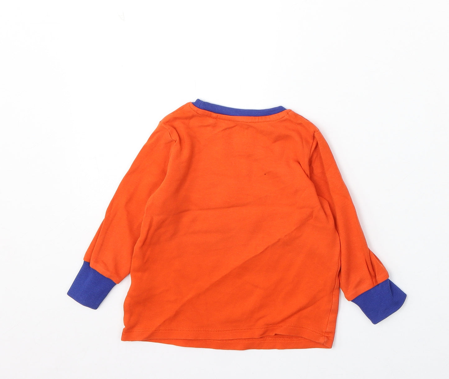 NEXT Boys Orange Cotton Basic T-Shirt Size 12-18 Months Round Neck - Vehicles