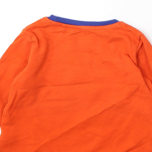 NEXT Boys Orange Cotton Basic T-Shirt Size 12-18 Months Round Neck - Vehicles