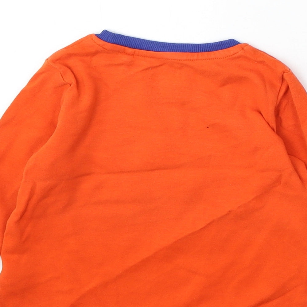 NEXT Boys Orange Cotton Basic T-Shirt Size 12-18 Months Round Neck - Vehicles