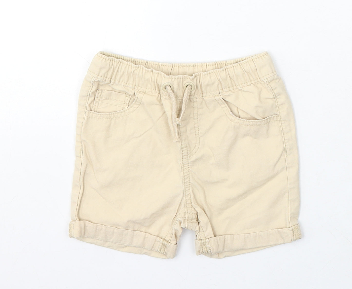 George Boys Beige Cotton Cargo Shorts Size 2-3 Years Regular Drawstring