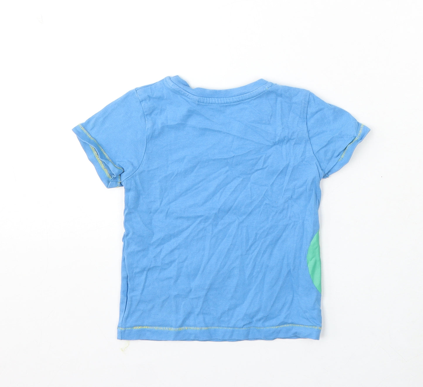BHS Boys Blue Cotton Basic T-Shirt Size 12-18 Months Round Neck - Snap Snap Snap