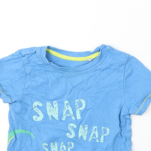 BHS Boys Blue Cotton Basic T-Shirt Size 12-18 Months Round Neck - Snap Snap Snap