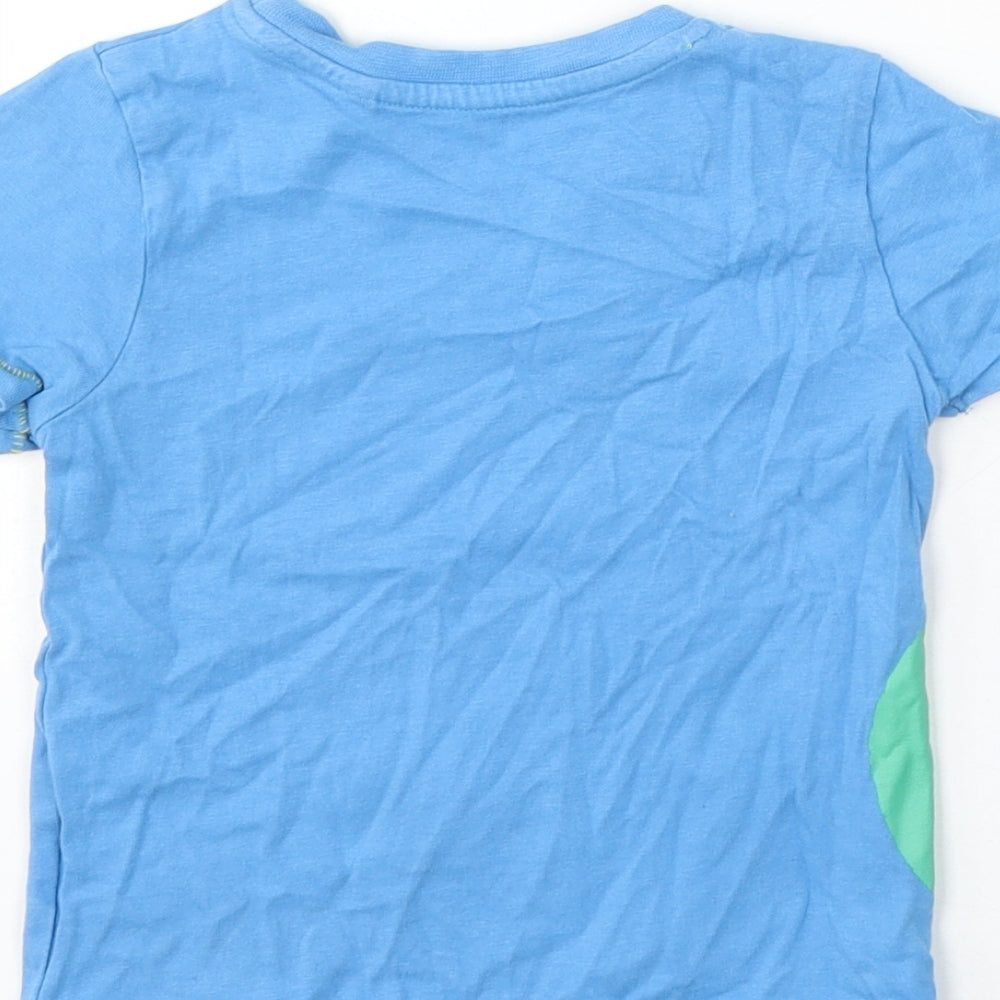 BHS Boys Blue Cotton Basic T-Shirt Size 12-18 Months Round Neck - Snap Snap Snap