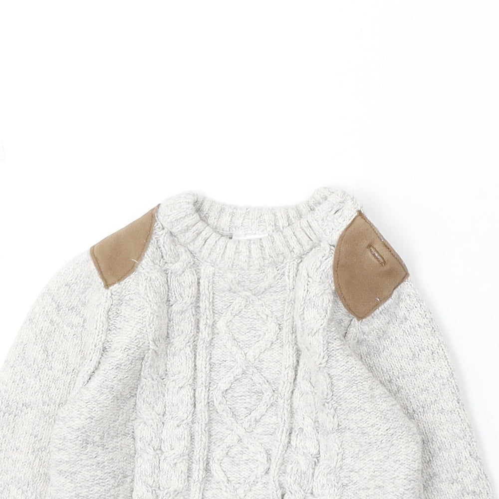 F&F Boys Grey Acrylic Pullover Jumper Size 12-18 Months Button